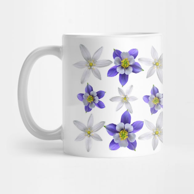 Star Of Bethlehem And Colorado Blue Columbine Pattern by DesignMore21